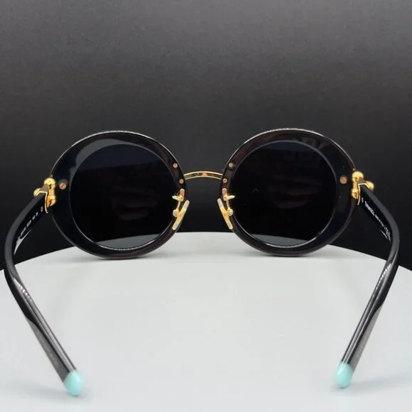 Tiffany & Co TF 4201 8001/S4 Black Round Sunglasses Grey Lens 50 24 140 SCRATCH - Picture 5 of 16